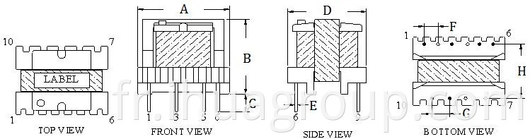 EE16 Flyback Commutation audio Tension haute fréquence Tension de pas de puissance Transformateur d'alimentation pour l'alimentation